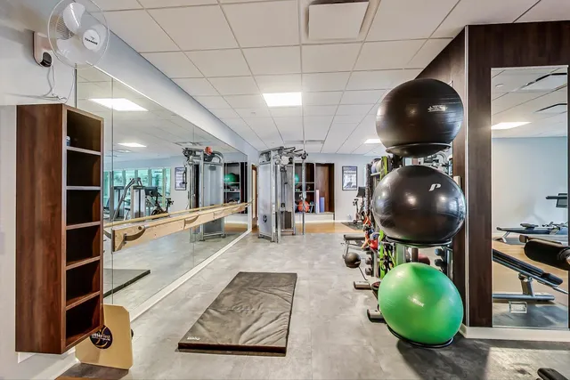 a room with gym equipment