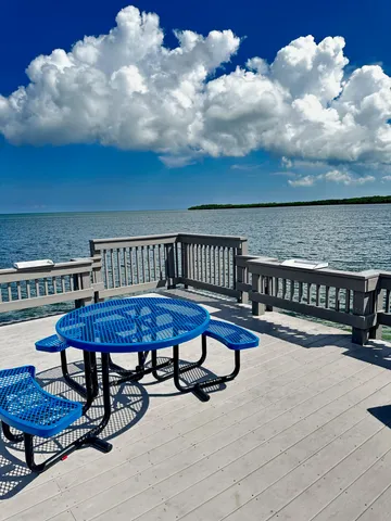 an aerial view of a house with outdoor space and seating area