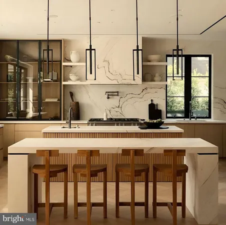 a kitchen with a table chairs in it and window