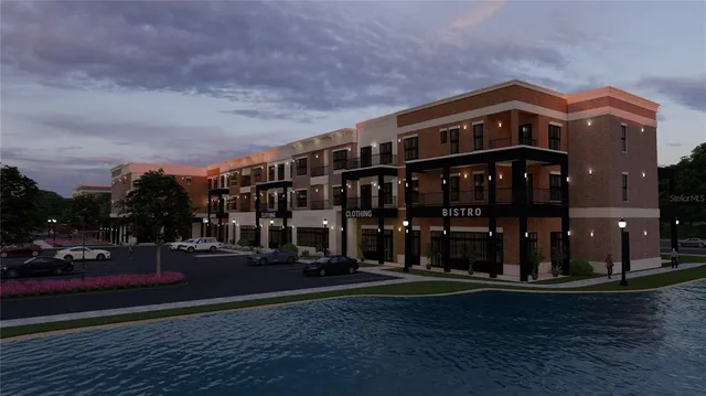 a view of a backyard with large trees