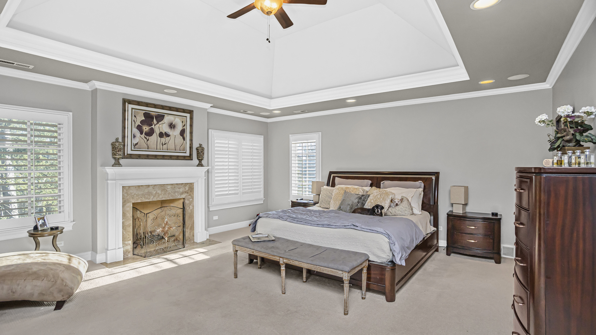 833 Chatham Road Glenview, IL 60025 - Photo 21 of 50 a bedroom with a bed and a fireplace