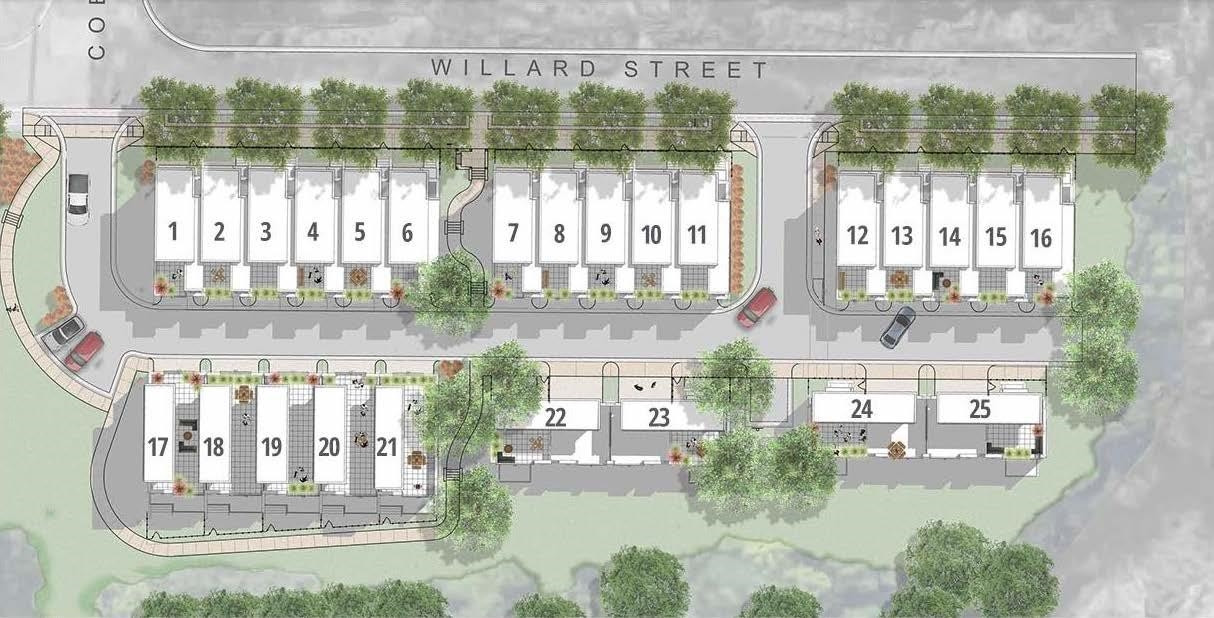 749 Willard Street, Unit 7 Durham, NC 27701 - Photo 37 of 43 a front view of a residential apartment building with glass windows and plants