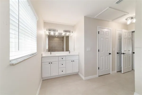 a view of a room with racks on the wall