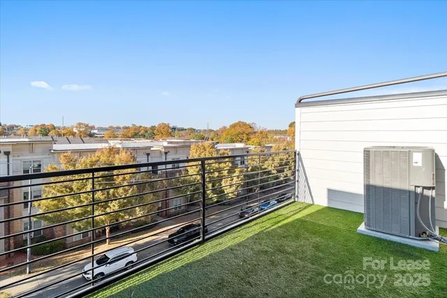 a city view with tall buildings