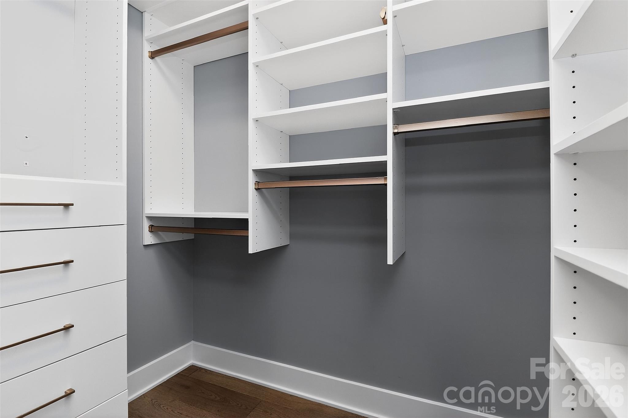 603 Queens Road, Unit B Charlotte, NC 28207 - Photo 22 of 33 a view of walk in closet with empty racks