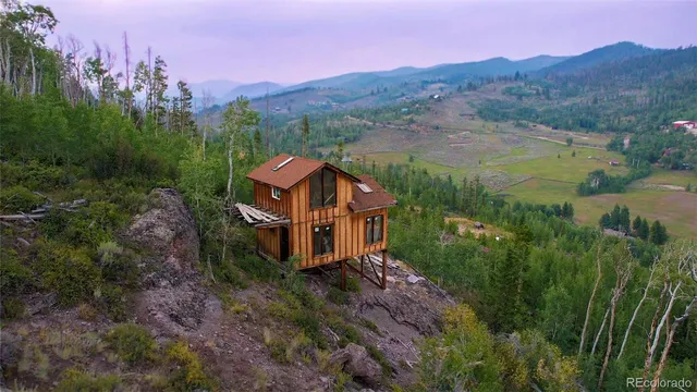 an aerial view of a house