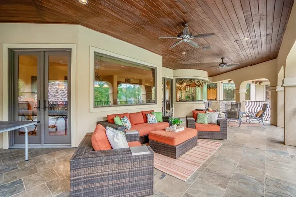 a living room with furniture
