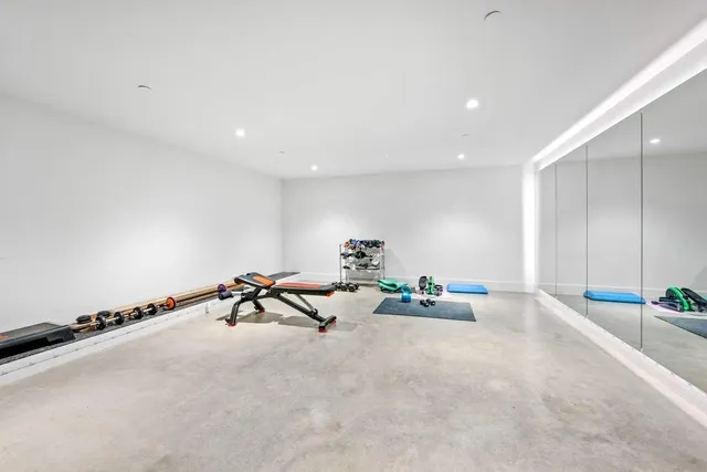 a view of a room with gym equipment