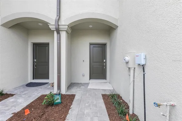 a front view of a house with a hallway