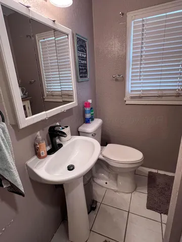 a bathroom with a sink a toilet and mirror