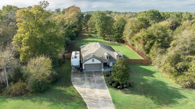 an aerial view of a house
