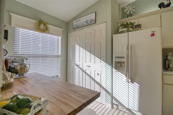 a view of a hallway to a house