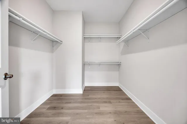 a view of an empty walk in closet