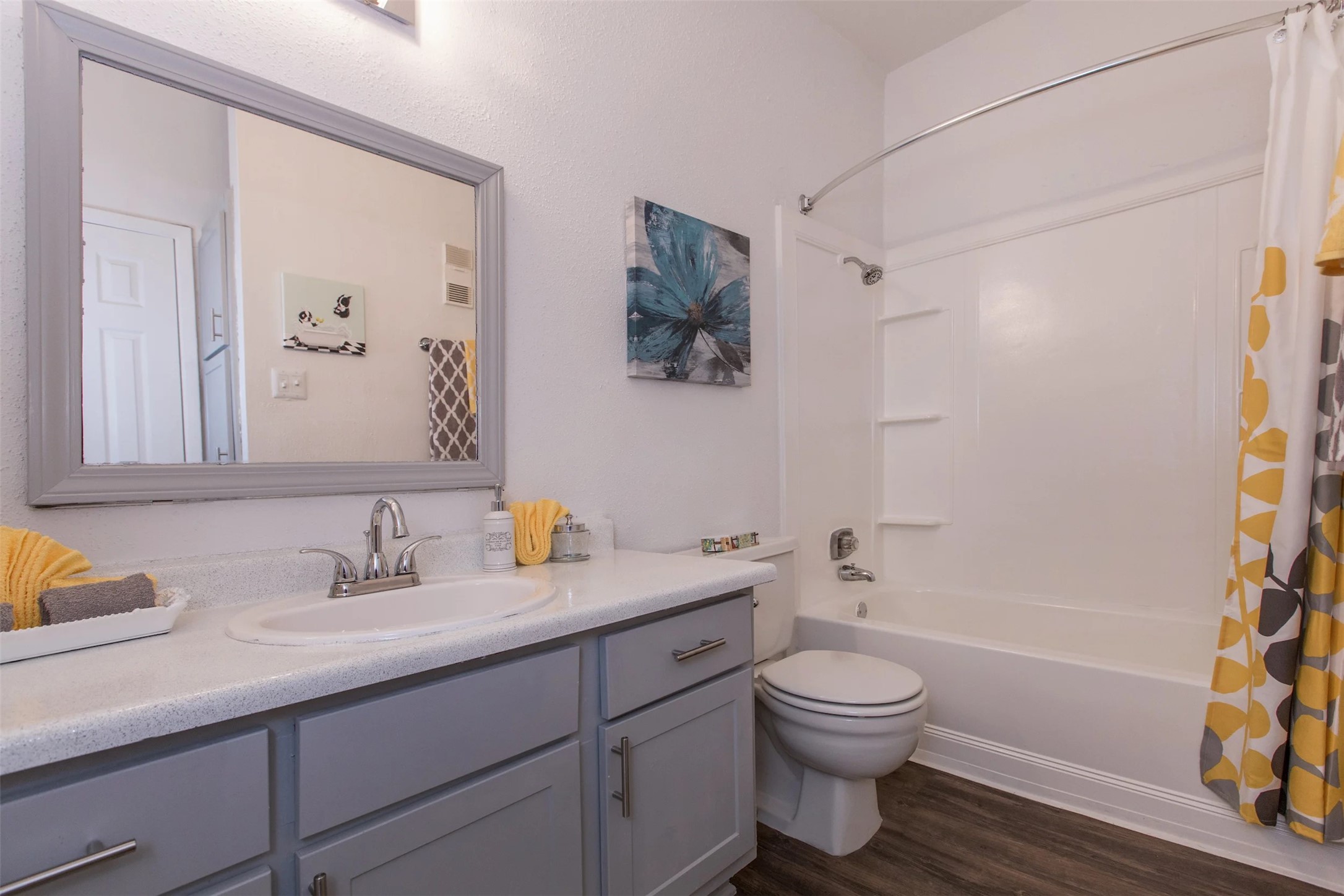 2101 Hayes Road, Unit 511 Houston, TX 77042 - Photo 5 of 17 a bathroom with a sink a toilet and shower