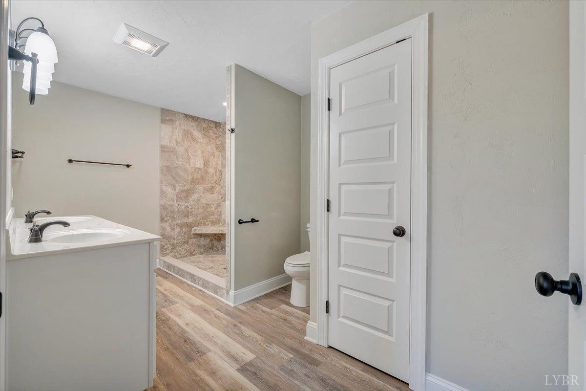 5934 Joppa Mill Road Moneta, VA 24121 - Photo 17 of 45 a bathroom with a sink a toilet and shower
