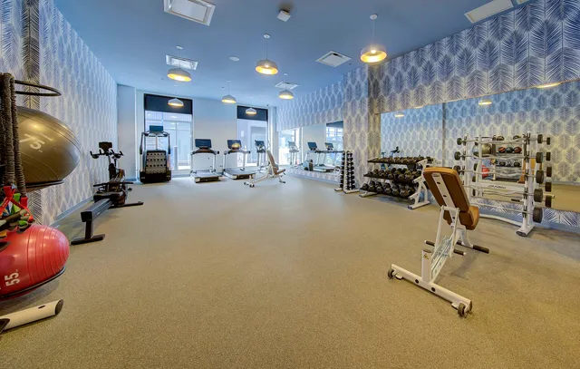 a view of a room with gym equipment
