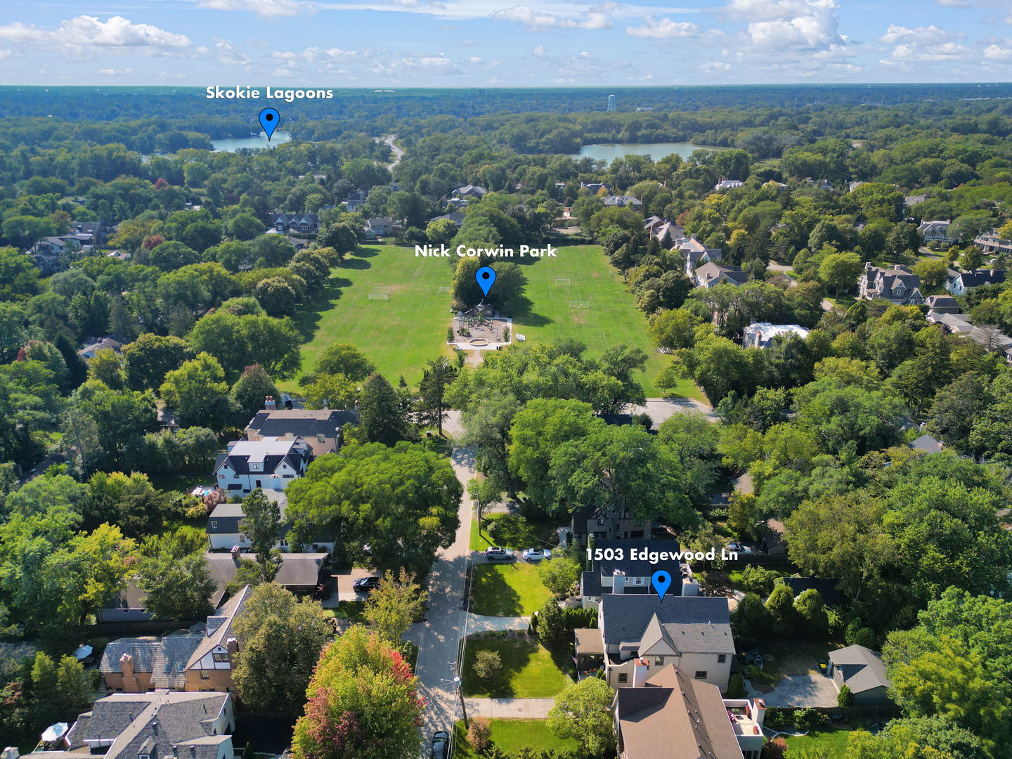 1503 Edgewood Lane Winnetka, IL 60093 - Photo 39 of 46 an aerial view of a city with lots of residential buildings