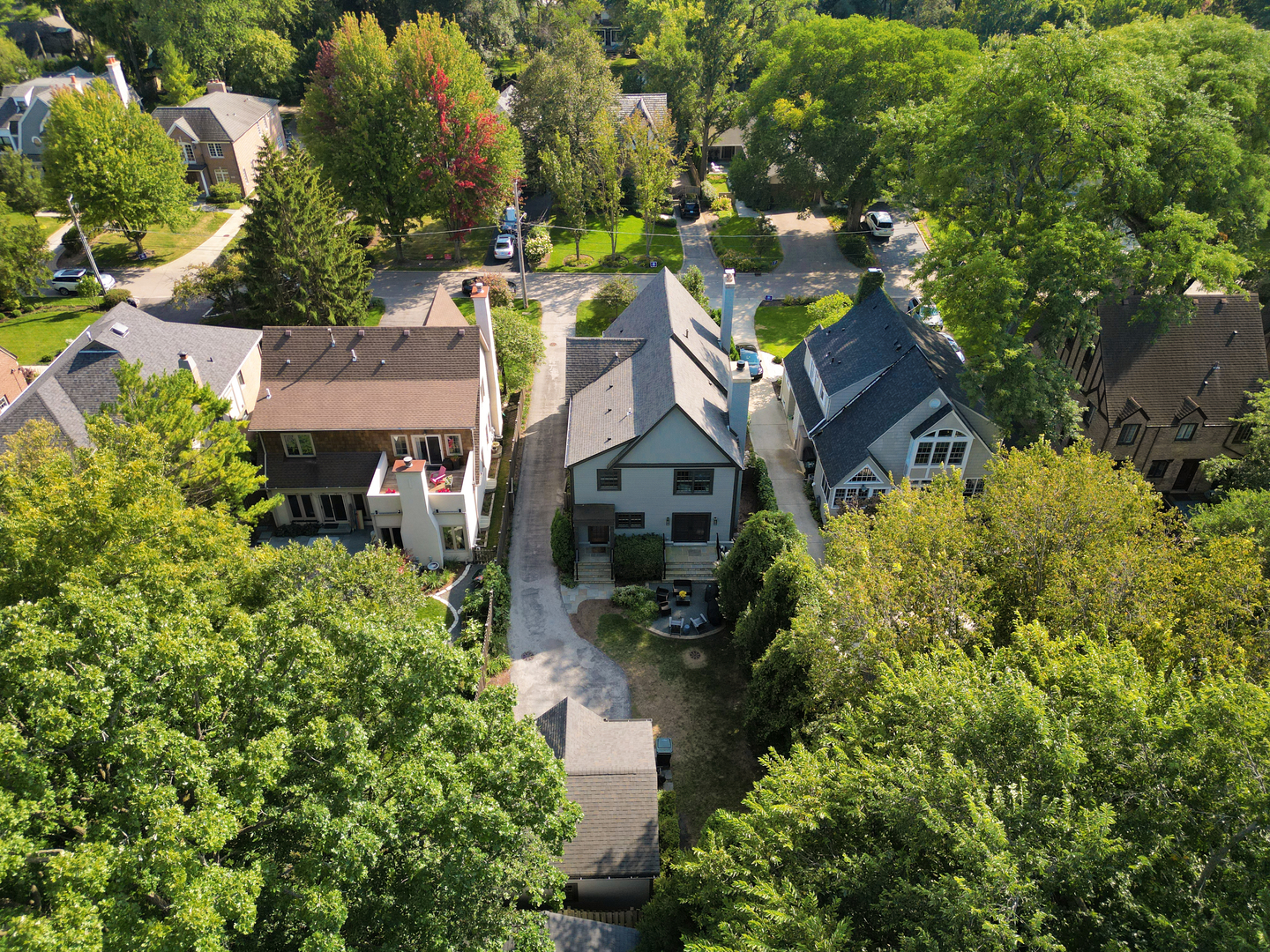 1503 Edgewood Lane Winnetka, IL 60093 - Photo 40 of 46 an aerial view of a house with a yard fire pit and trees