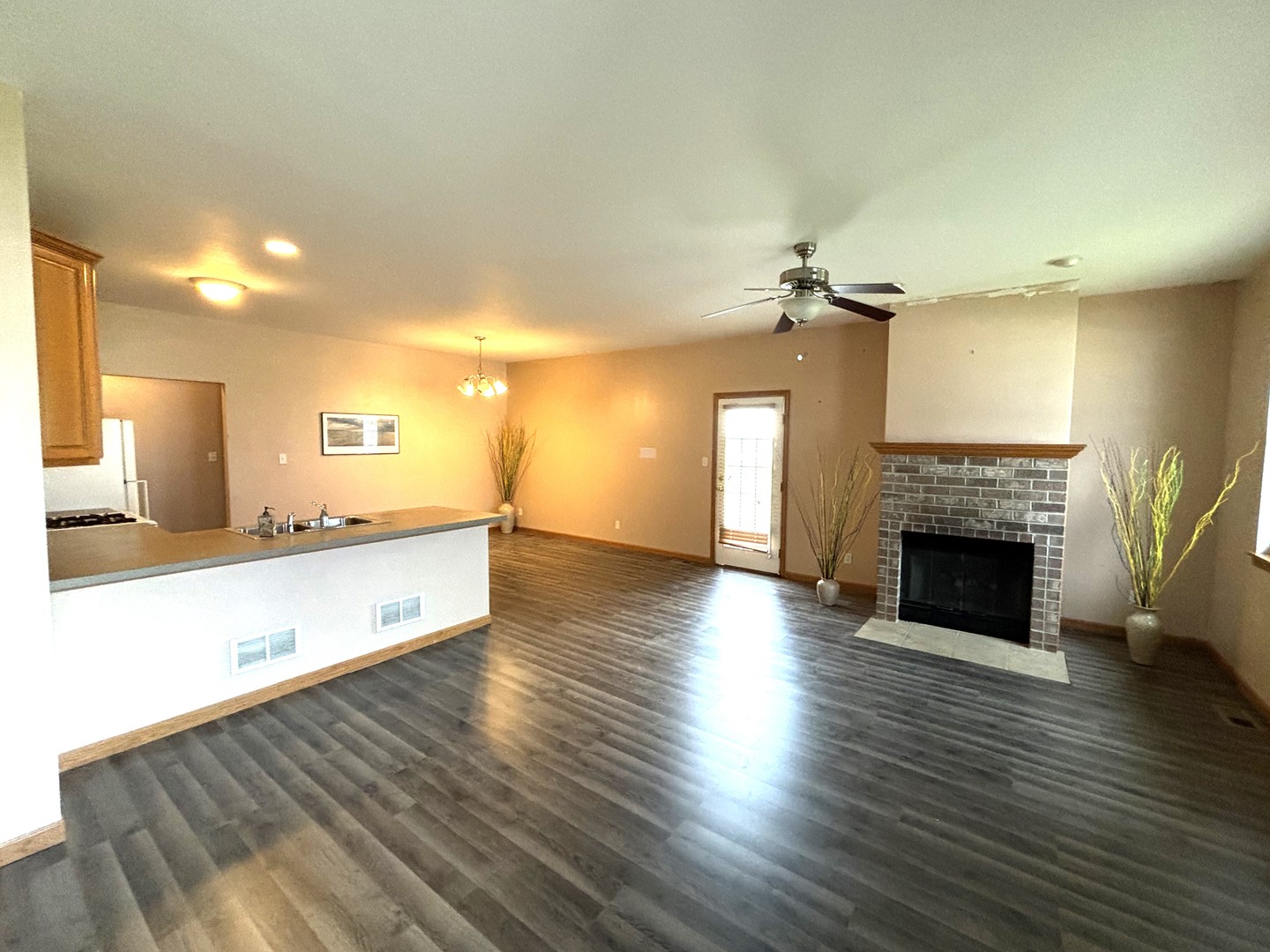 1923 Taller Road, Unit 1923 Morris, IL 60450 - Photo 3 of 12 an empty room with wooden floor a fireplace and windows
