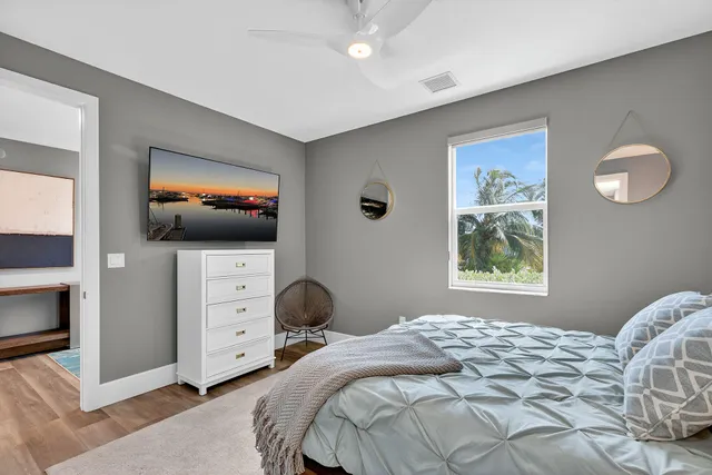 a view of a lake with a deck