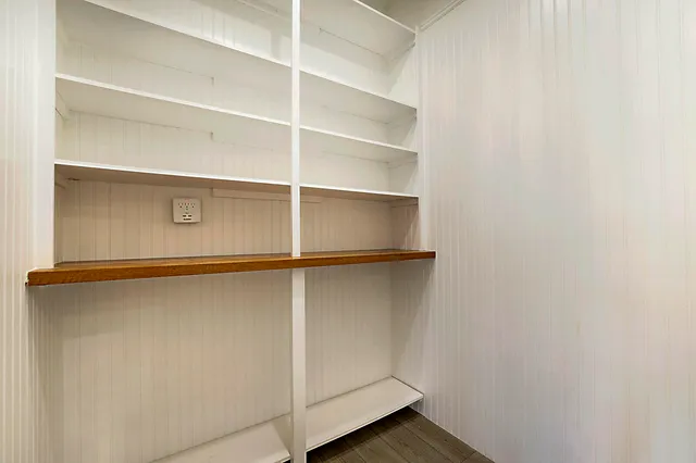 a view of an empty walk in closet