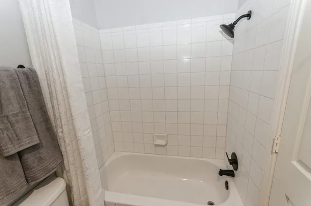 a bathroom with a bathtub