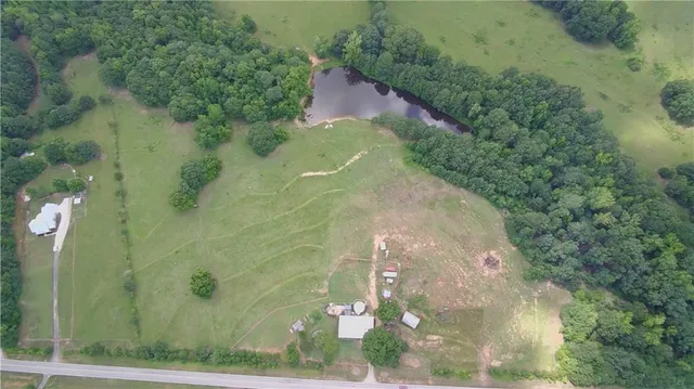 a view of a grassy area with an trees