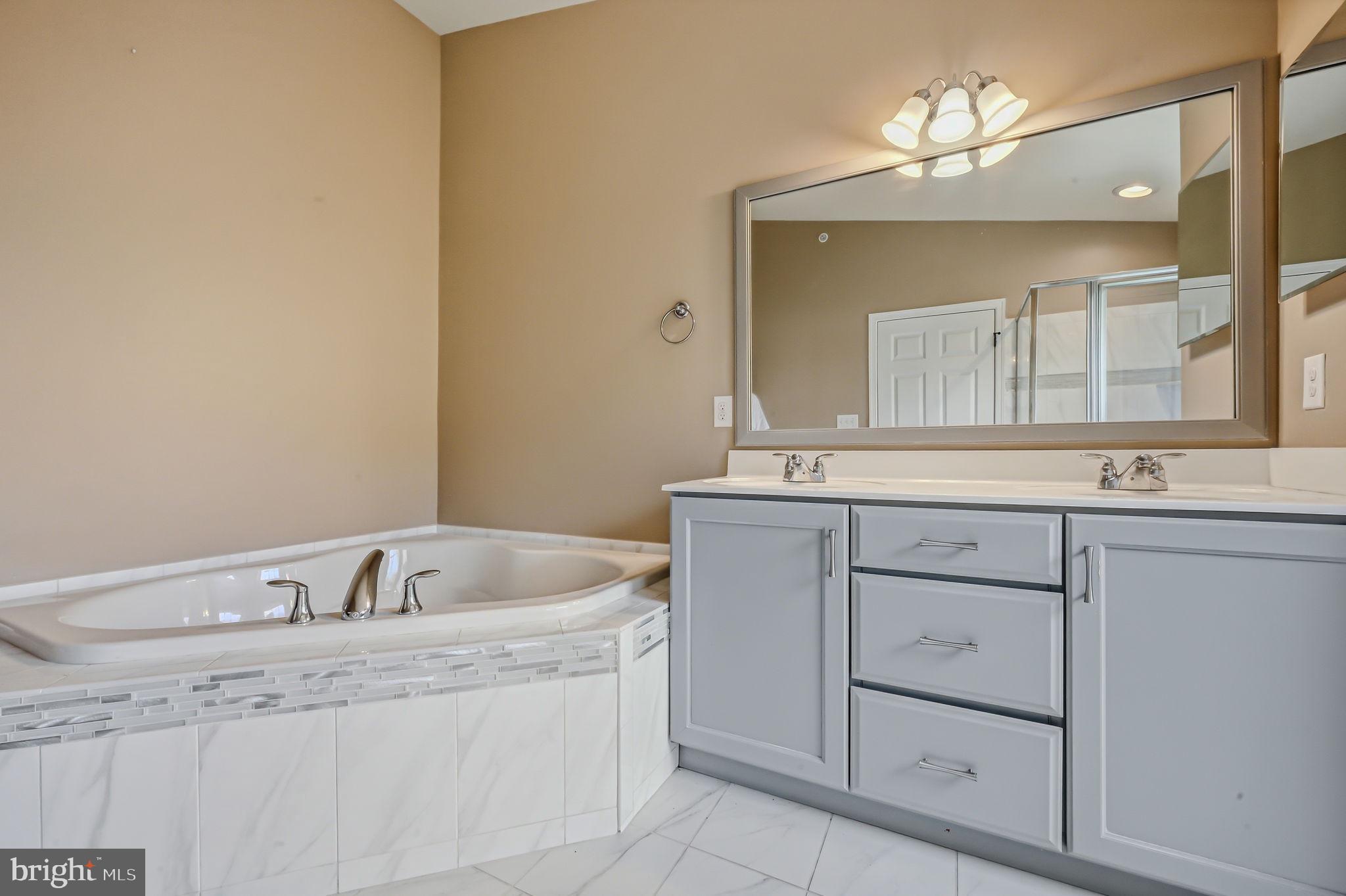208 Jackdaw Alley, Unit 208 Springfield, PA 19064 - Photo 45 of 49 a bathroom with a granite countertop sink and a mirror