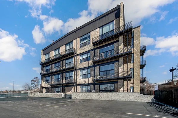 a view of front red brick building