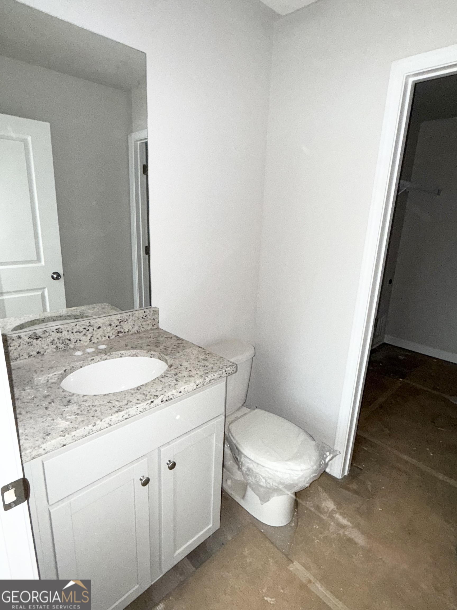11602 East Lovejoy Road Hampton, GA 30228 - Photo 5 of 22 a bathroom with a granite countertop sink and a toilet