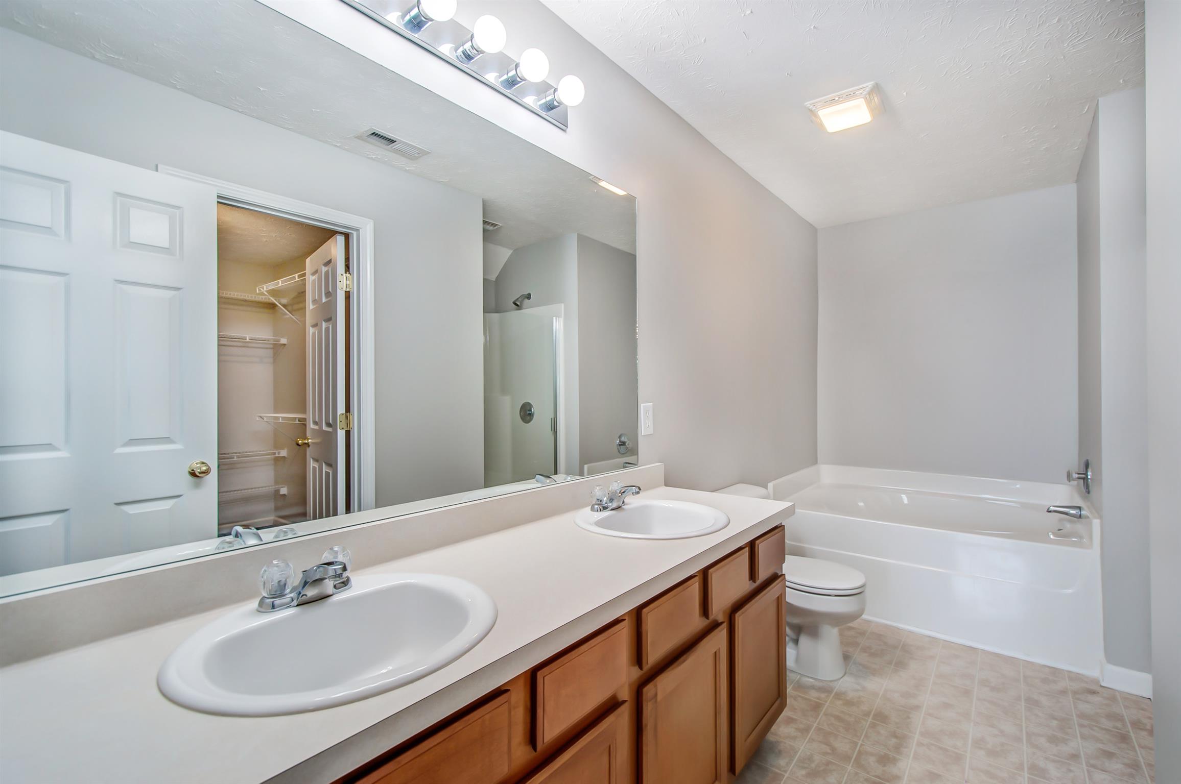 3969 Stephens Ridge Way Antioch, TN 37013 - Photo 9 of 29 a bathroom with a bathtub double vanity sink and a mirror