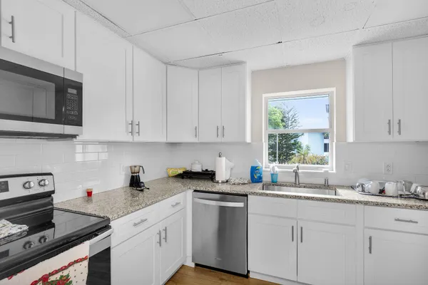 a city view with tall buildings