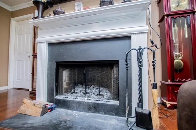 a view of a patio with a table chairs and a table
