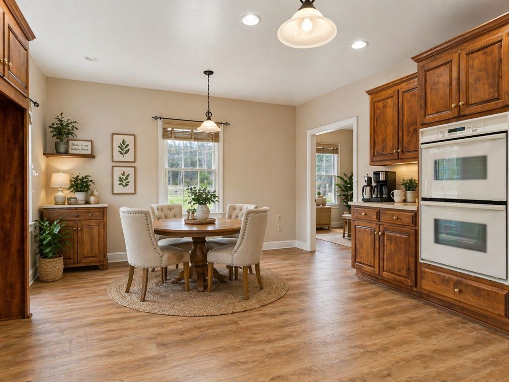 18590 Plank Road Courtland, VA 23837 - Photo 15 of 48 Kitchen and dining area featuring wood-finish flooring, recessed lighting, and a pendant light fixture