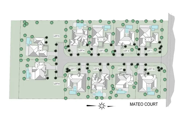 a aerial view of multiple houses with outdoor space