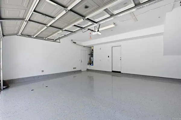 a view of a room with racks on the wall