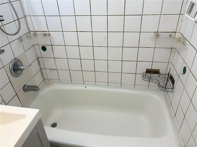 a bathroom with a bathtub