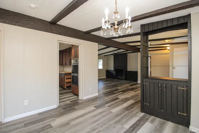 a view of a room that has a window in it