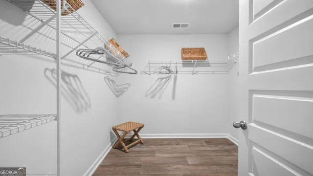 a view of small space with racks on the wall