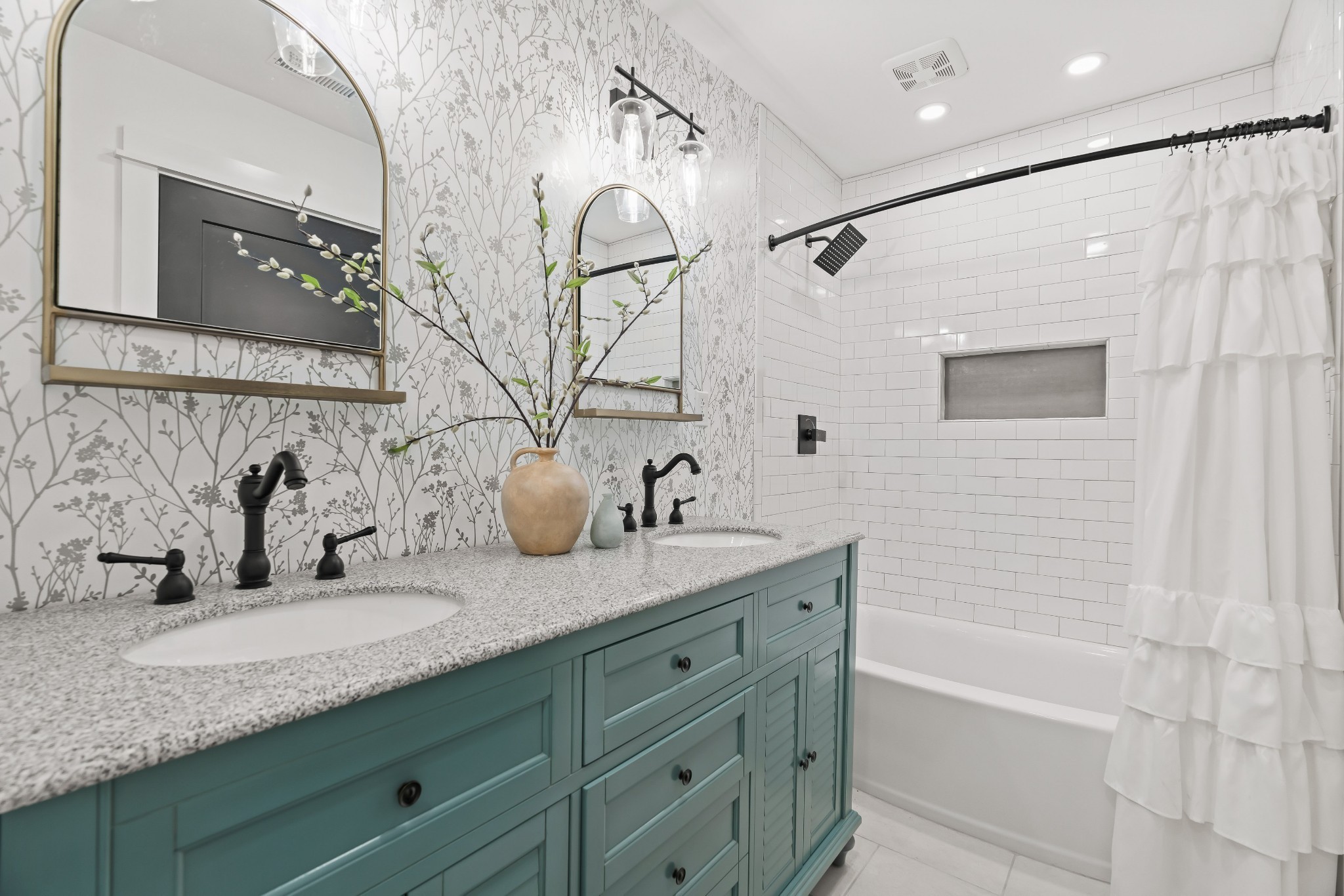 3322 Franklin Road Lebanon, TN 37090 - Photo 35 of 63 a bathroom with sinks double vanity granite tub shower and a mirror