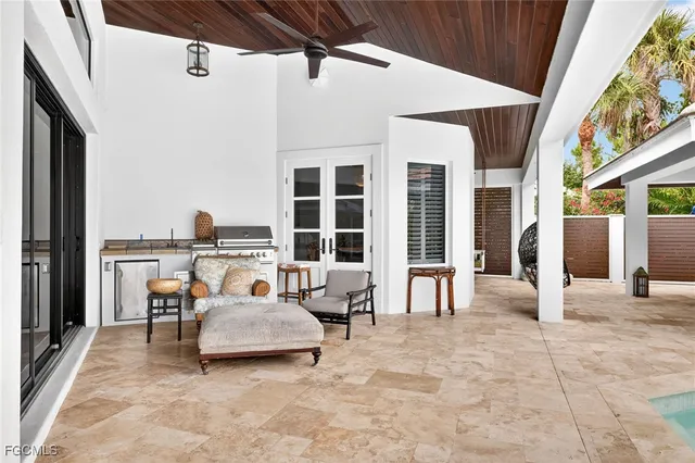 a view of city and swimming pool