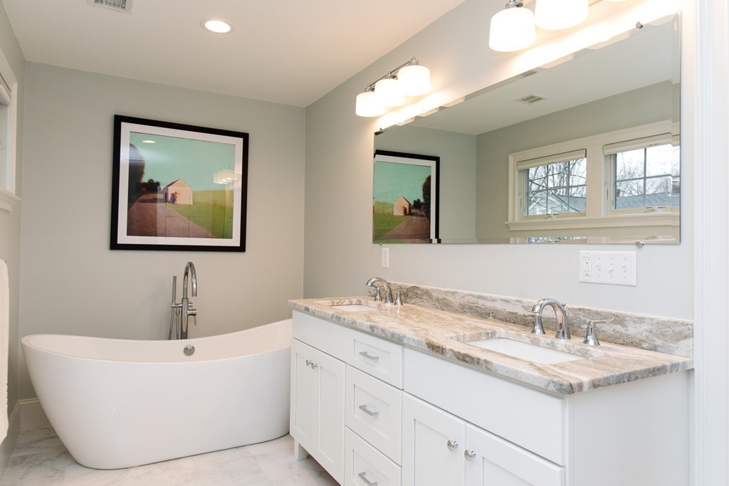 4 Ingersoll Road Wellesley, MA 02481 - Photo 21 of 26 a bathroom with a sink and a mirror