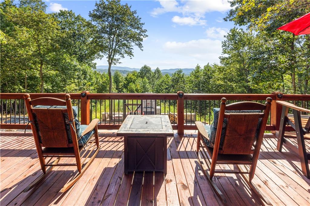 832 Scenic Mountain View Road Blue Ridge, GA 30513 - Photo 43 of 56 a view of a chairs and table on the deck