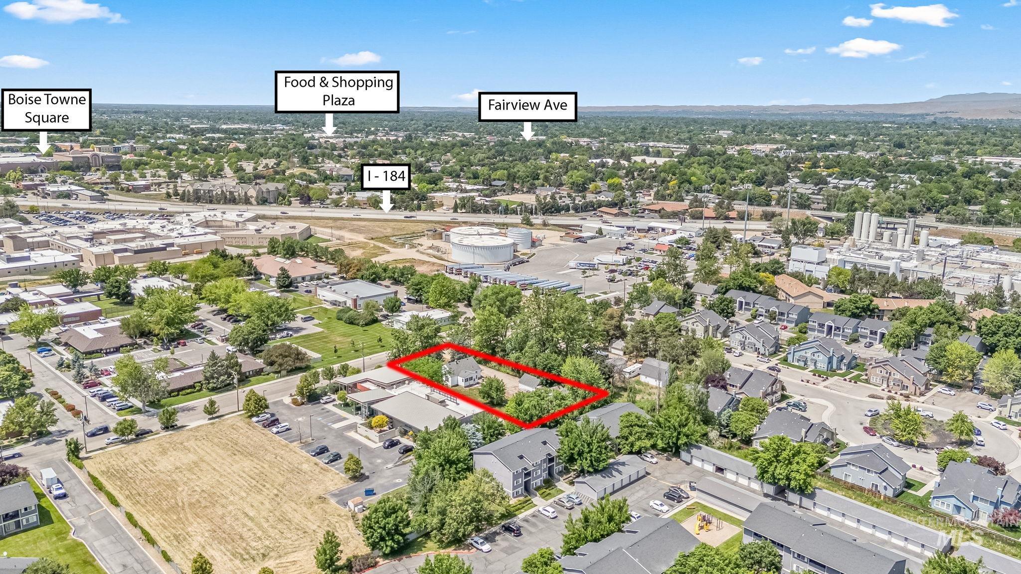 404 North Allumbaugh Street Boise, ID 83704 - Photo 2 of 31 Aerial overview of property's location with property boundaries highlighted