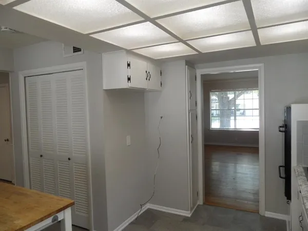 a view of a hallway with elevator