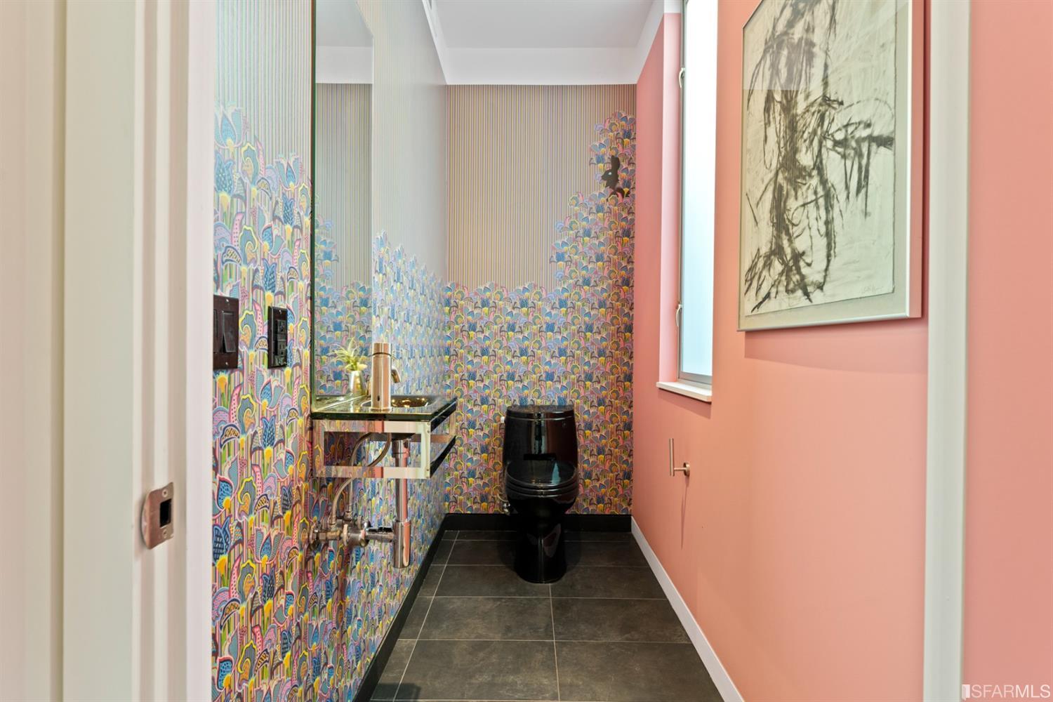 172 Prentiss Street San Francisco, CA 94110 - Photo 28 of 73 Powder room with wallpaper by New York artist Wook Kim represented by Matter.