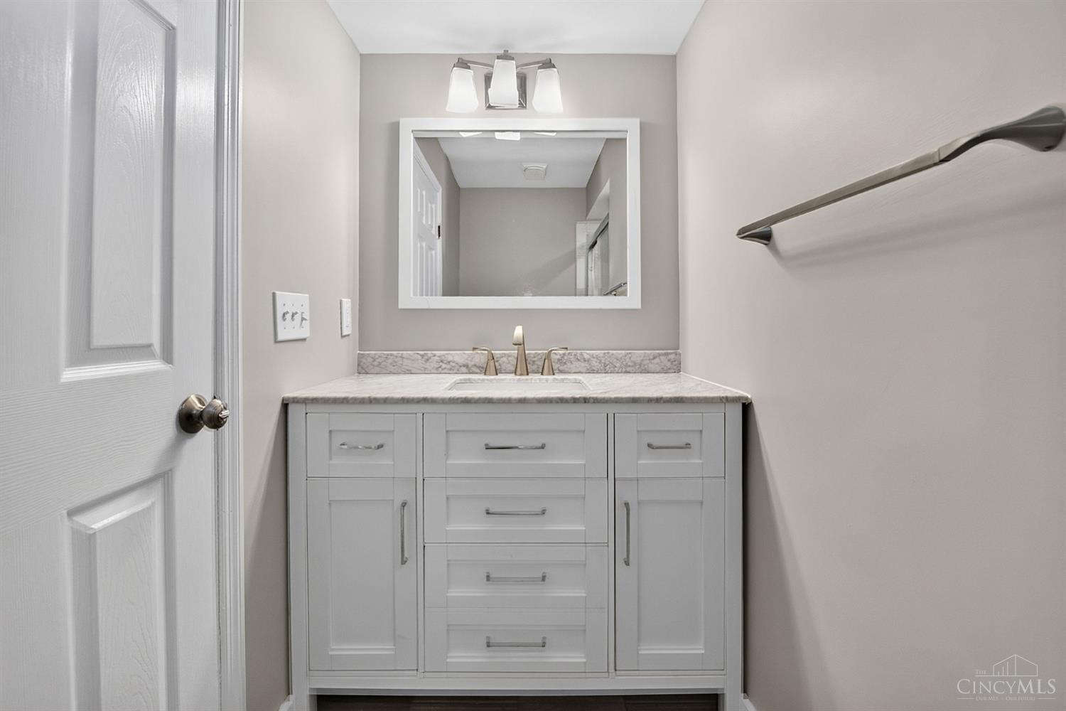 2086 Resor Road Fairfield, OH 45014 - Photo 28 of 42 Additional bath view highlights the updated vanity, storage and clean neutral design.