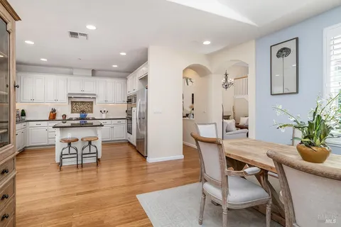 a view of kitchen with cabinets and counter space