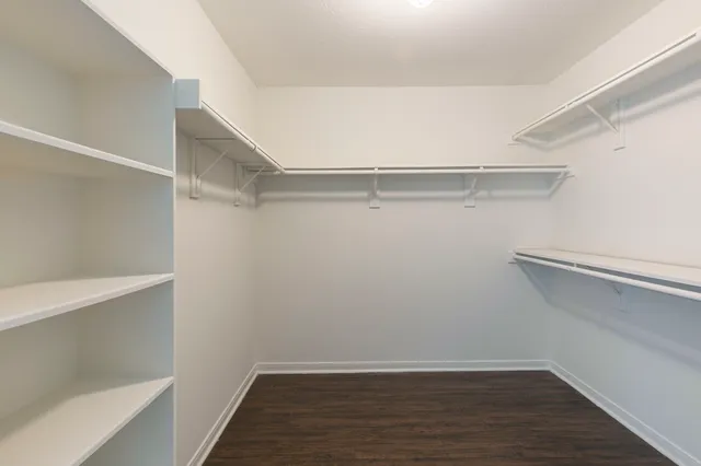 a view of an empty walk in closet