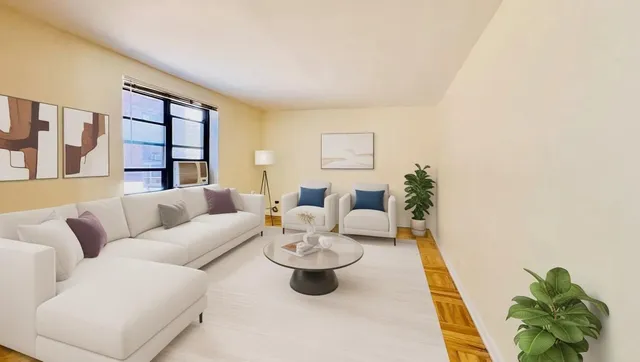 a picture of a bench in a white building